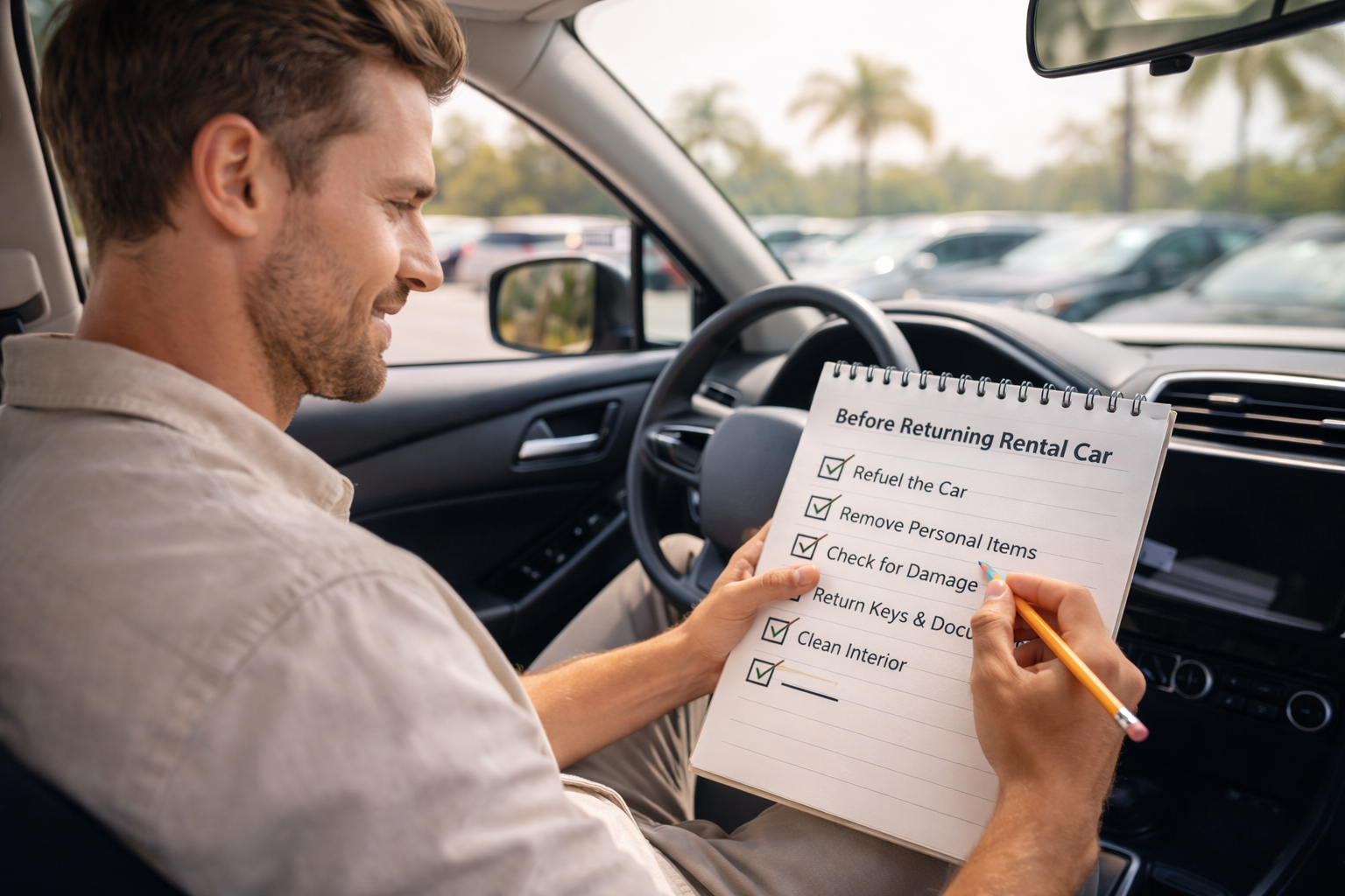 Notepad with a rental checklist